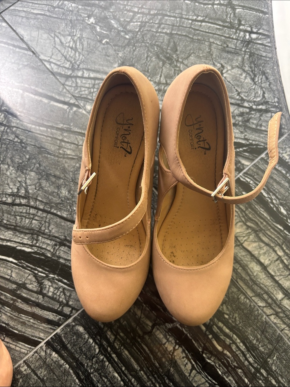J.Renee Nude/Tan Mary Jane Heels with Ankle Strap